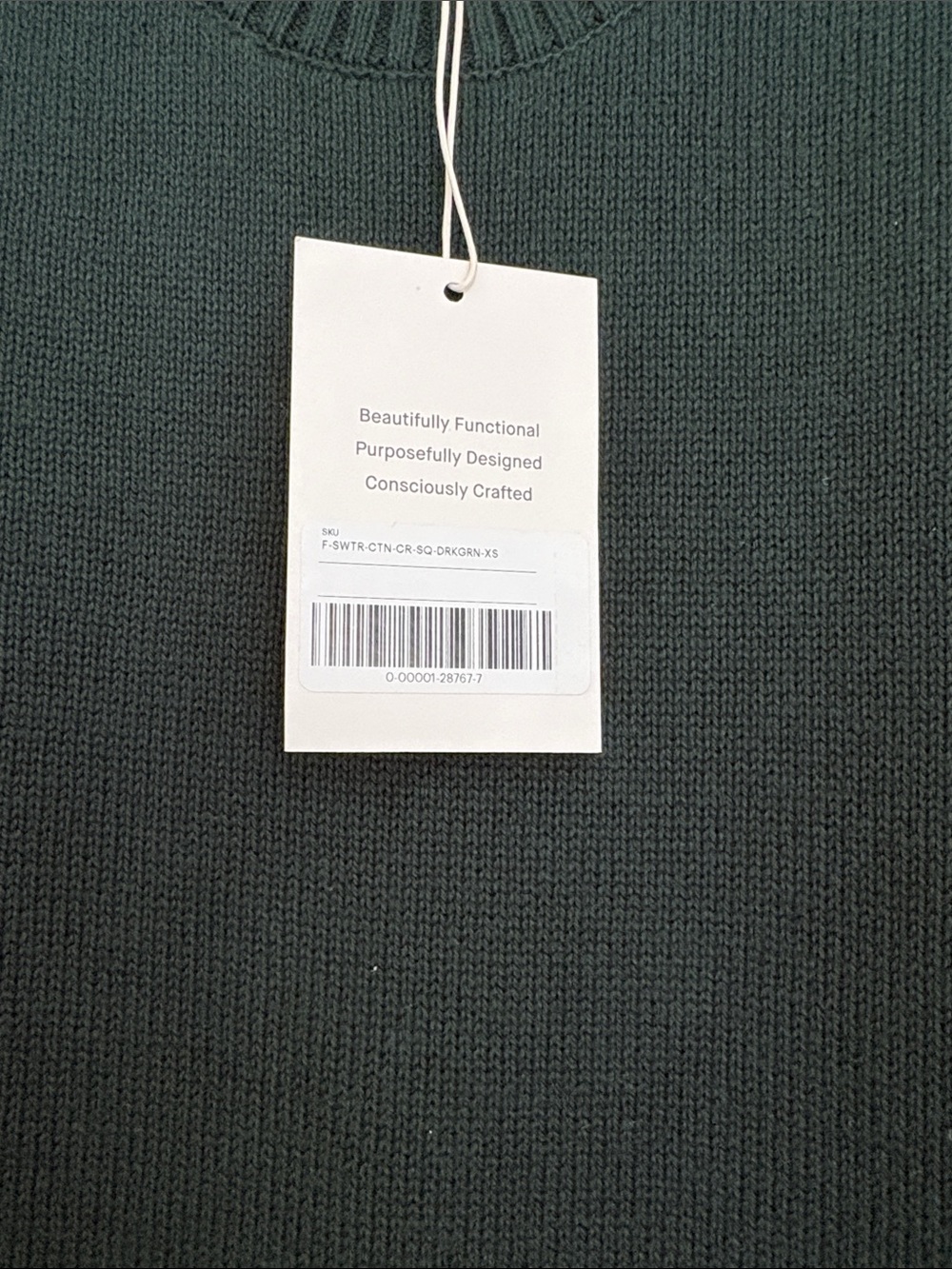 Everlane Dark Green Cotton Crewneck Sweater, XS - Picture 4 of 5